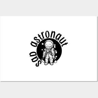 sad astronaut kid black white graphic illustration design Posters and Art